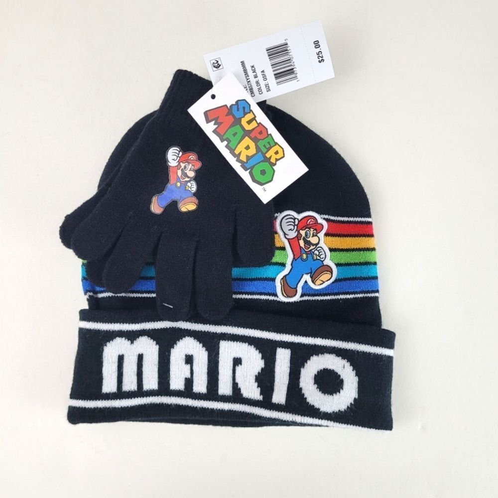 NINTENDO kids beanie and gloves set